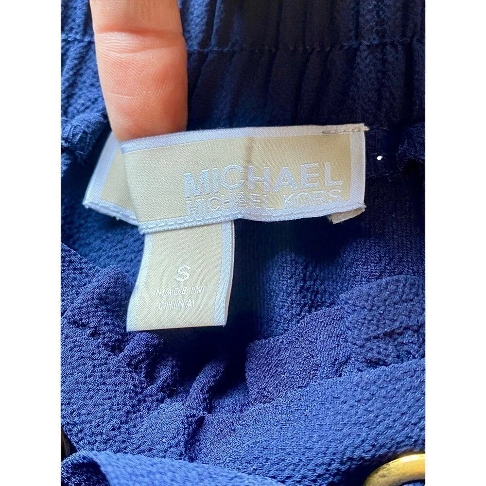 Michael Kors Blue Tie Waist Wide Leg Trouser Dress Pants